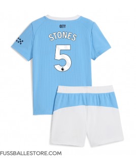 Günstige Manchester City John Stones #5 Heimtrikotsatz Kinder 2025-26 Kurzarm (+ Kurze Hosen)